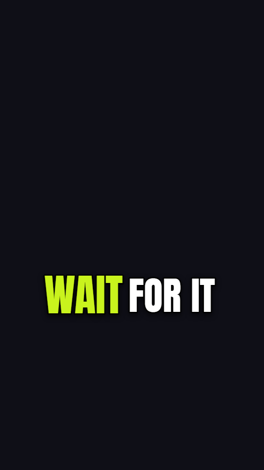 Word-by-word captions — the words “WAIT FOR IT” burned into a 9:16 video frame